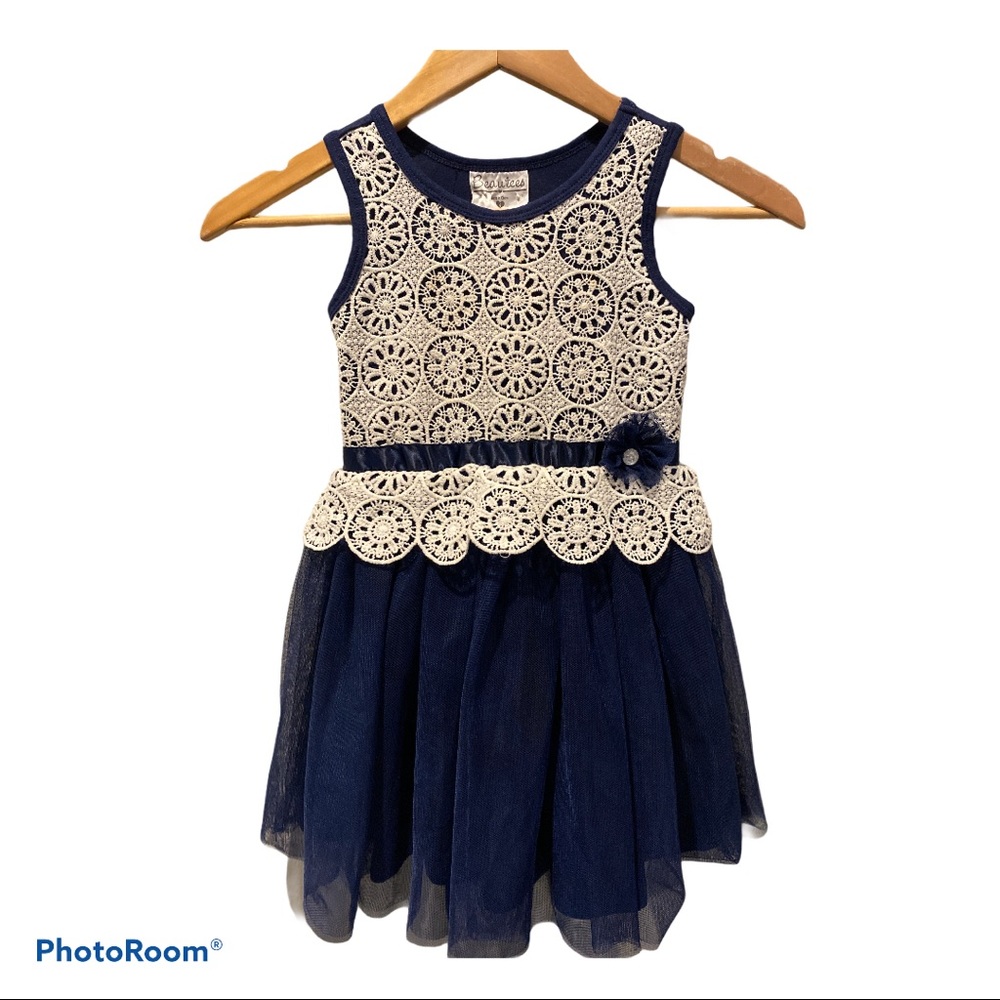 A-Line Knee-length- Tulle Sleeveless - Lace dress - Picture 5 of 9